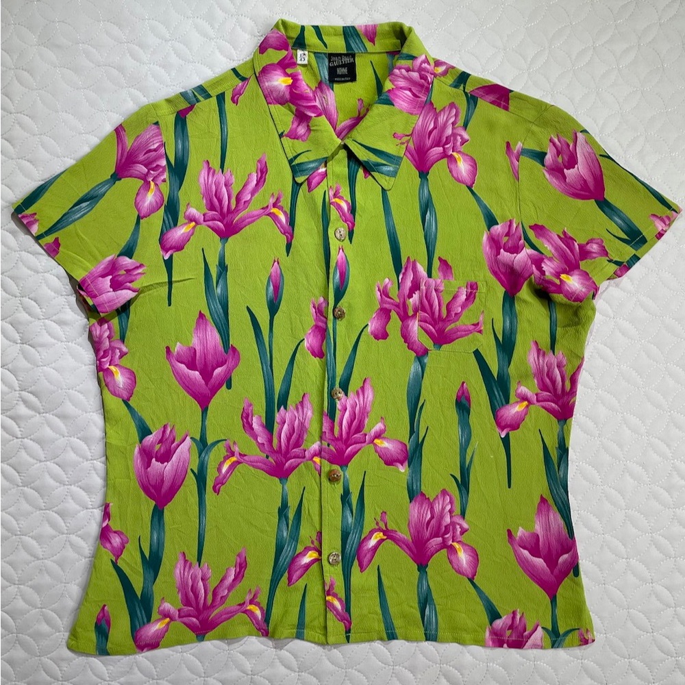 Jean Paul Gaultier JPG Homme Tulip Dress Shirt Green/Multi Size S